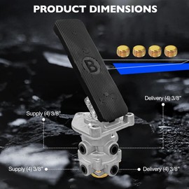 Misakomo E-6 Foot Brake Valve w/Treadle Assembly - E6 Foot Brake Control Valve Compatible with Bendix 286171, KN22140, 170.286171, and 20QE3114R Dual Circuit Valve for Trucks