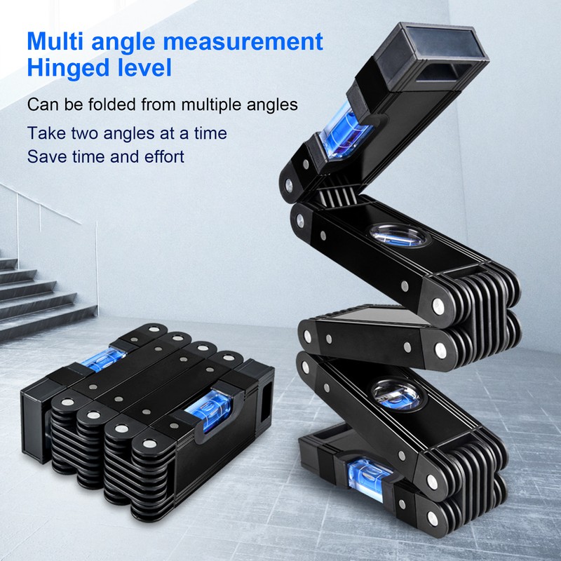 Folding Level Ruler Aluminum Alloy 4 Bubble Multifunction Multi Angle