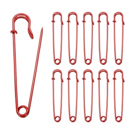 HARFINGTON 20pcs Safety Pins 4 Inch (100mm) Baked Paint Steel Large Safety Pin Heavy Duty Sewing Safety Pins Bulk for Clothes Sewing Arts DIY Crafts, Red