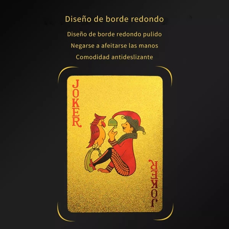 Show Me Baraja Naipes Impermeable Lámina Oro Y Plateado