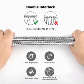 Hibbent All Metal Shower Hose 90 inch (7.5 ft) Bathroom Handheld Shower Head Hose 2.3 meters Extension Replacement Part with Brass Fittings Made of Stainless Steel -Polished Chrome Finish