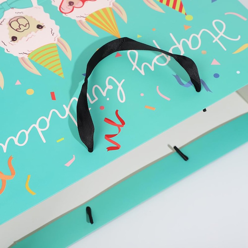 13" Cute Llama Birthday Gift Bag for Kids or Adults,