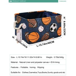 FANKANG Rectangular Laundry Basket Nursery Storage Fabric Storage Bin Storage Hamper,Gift Baskets(Navl-ball game)