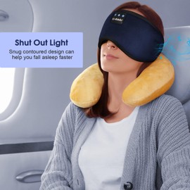 Sleep Headphones Bluetooth 5.4 Eye Mask Sleeping Headphones, Wireless Eye Mask Sleep Earbuds Built-in MIC Women Office Air Travel Cool Tech Gadgets Unique Gifts Dark Blue