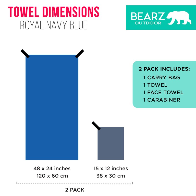 BEARZ Outdoor Quick Dry Towel Travel Towel - 2 Pack