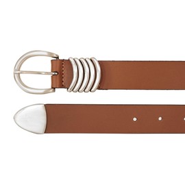 Lucky Brand Women's Leather Bold Fashion Statement Belts, Silver Keeper-Tan