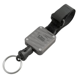 Gear Keeper Aluminum Micro Handcuff Key Retractor - ID Badge, Handcuff & Retractable Key Ring W/ Hook & Loop Strap - Ideal Police, Security, Correctional Officer Accessories - USA Made (Gray)