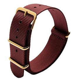 Nato Style Waterproof Ballistic Nylon Watch Strap Watch Bands Bracelet (20mm, Navy Blue+White+Red)