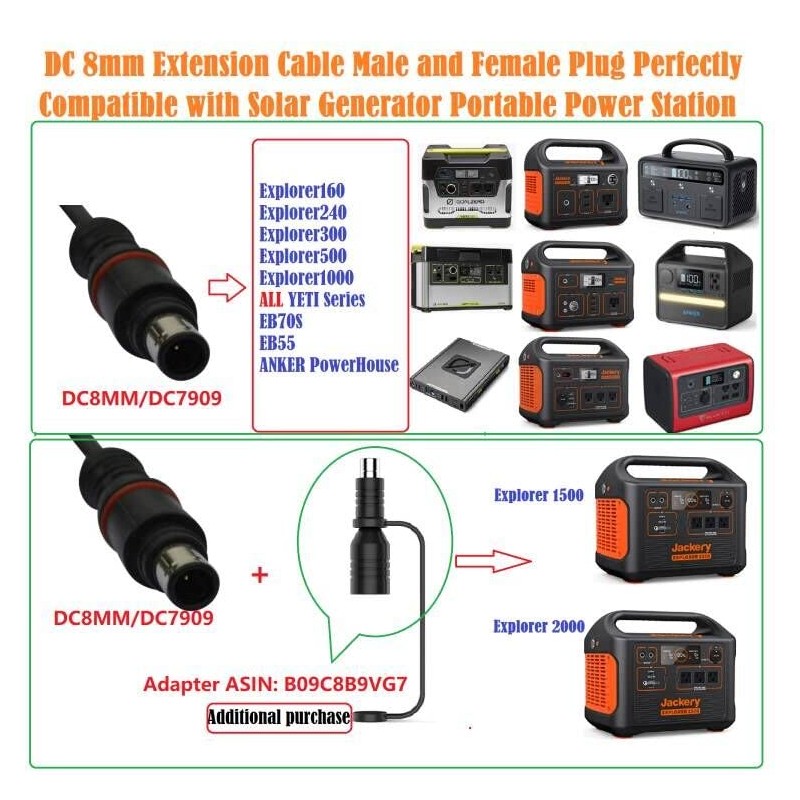 SolarEnz DC 8mm ExtensionCable 10Ft DC Power Plug for Solar