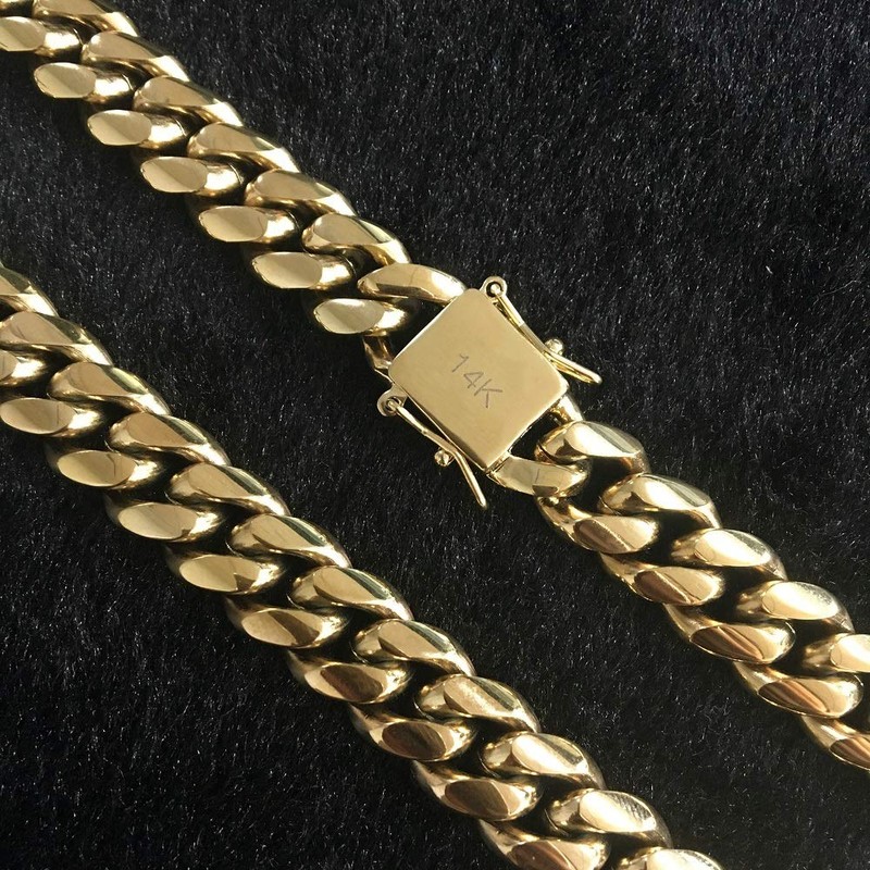 PY BLING Mens Heavy Miami Cuban Link Chain Choker 14k