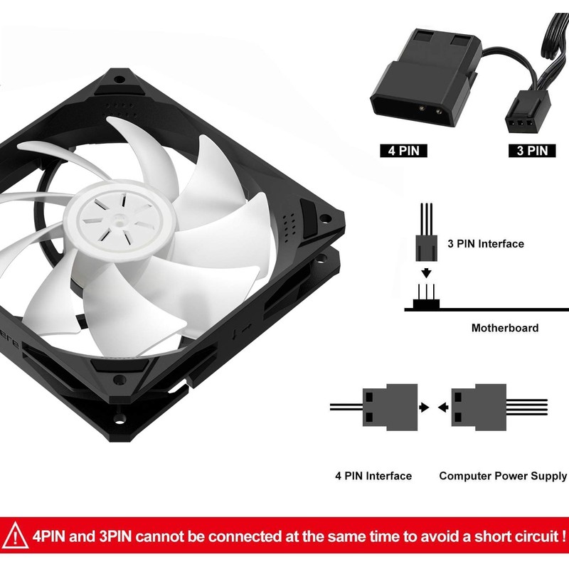 upHere 120mm Rainbow LED PC Case Fan,High Performance Silent Fan