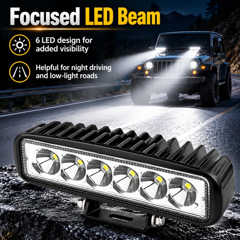 18W LED Work Lights for Road Lighting – 2-Piece 12V