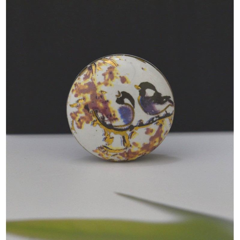 ARTISNO Printed Ceramic Knobs - Set of 10 Bird Print