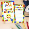 Doguiei Building Blocks Birthday Party Invitations, Stacking Bricks Party Invitations
