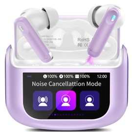 Thunelec In-Ear Headphones Wireless with ANC+ENC Noise Cancelling Mic, 48 Hours Immersive Deep Bass Earbuds Purple