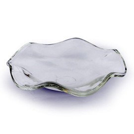 The Gel Candle Company One Large Glass Wavy Dish Replacement for Electric Wax Melts Oil Warmers 4.5" Wide