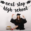 Black Glitter Next Stop High School Banner, Congrats Grad/Congrats 2025/Class