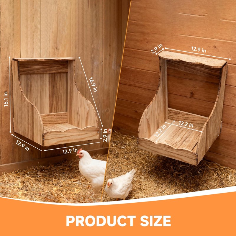2 Pack Wooden Chicken Nesting Box for Laying Eggs, Hen