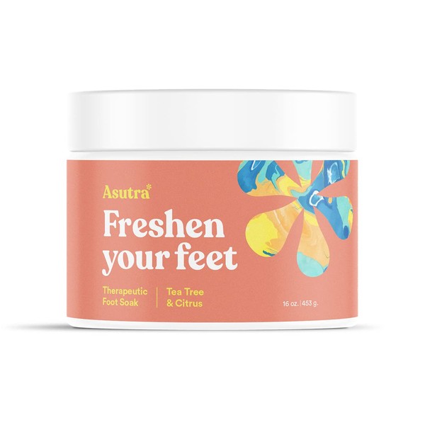 ASUTRA Therapeutic Foot Soak + Pedicure Pumice Stone (Dead Sea Salt w/Tea Tree & Citrus Oils), 16 oz