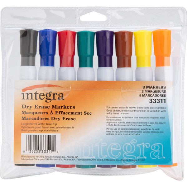 Integra Dry-Erase Marker, Chisel Tip, 8/Set, Assorted (ITA33311)