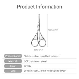 Guoxintech Nose Hair Scissors for Men and Women，Trimming Cutting Kit for Eyebrows,Eyelashes,Nose Hairs Shears(Silvery)