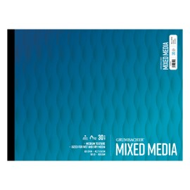 Grumbacher 18" x 24" Mixed Media Paper Pad, 98 lb. / 160 GSM, Tape-Bound, 30 Sheets/Pad, 1 Each