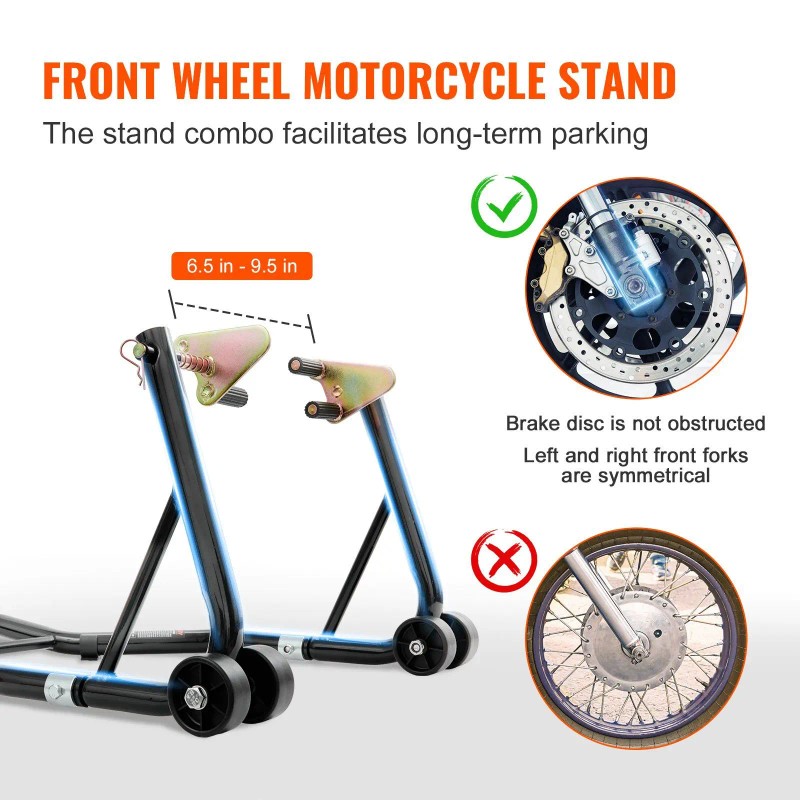 850lbs Front/Rear Combo Motorcycle Lift Stand with Fork Swingarm Spool