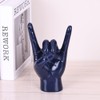 QIANLING 7.7" Blue Resin Rock On Hand Gesture Statue -