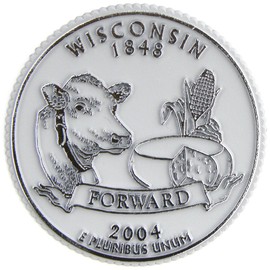 Wisconsin State Quarter Magnet by Classic Magnets, 2.5" Diameter, Collectible 3D Rubber Vintage-Style Souvenirs and Gifts Made in The USA