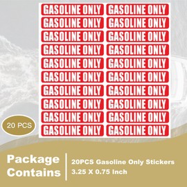 JLM MARINE 20PCS Gasoline Fuel Only Stickers for Oil Gas Can Sign Truck Boat Decals Car Labels Fuel Tank 3.25 X 0.75 Inch