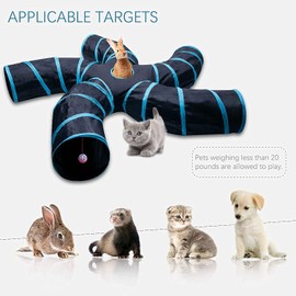 Cat Tunnel, Cat Toys S-Shaped Pet Tunnels, Cat Play Tent Interactive Toy Maze Cat House with Balls Cat Tunnels for Indoor Cats Kitten Puppy Rabbit Guinea Pig (5-Way)