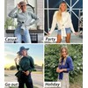 Okiwam Women's Long Sleeve Cropped Sweaters Casual Knit Pullover Tie