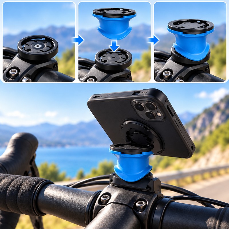 Bike Mount Adapter Compatible with Garmin-Style Mounts and Quad Lock
