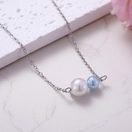 Something Blue Necklace for Bride from Mom, Wedding Day Something Blue Gifts for Daughter, Pearl Necklace Bridal Jewelry, Bridal Shower Gifts for Bride, Bachelorette Gift