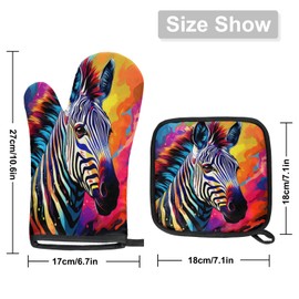 Gorgeous Zebra Oven Mitt Pot Holder Sets for Kitchen Heat Resistant Oven Gloves Hot Pads Non-Slip Mittens Potholders Insulated Pan Pads Decorative Home for BBQ Baking Cooking Grilling