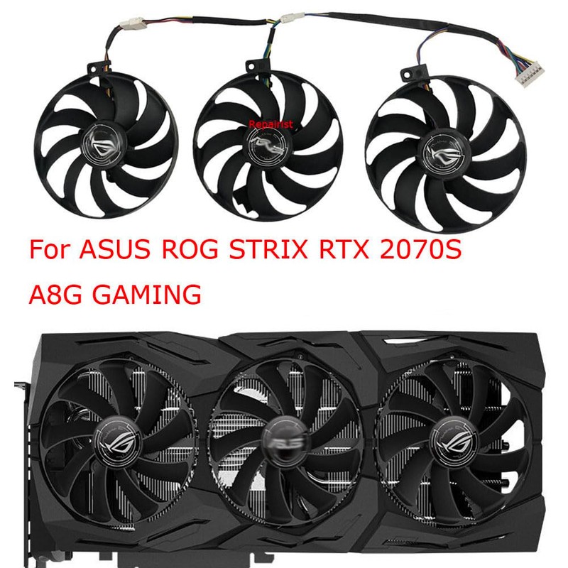 3-Piece/Set,T129215SU,FDC10H12S9-C,PLD09210S12H,Video Card Fan,GPU Cooler,For ASUS ROG STRIX RTX 2080Ti RTX