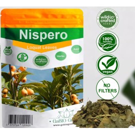 Gabio Green Nispero - Loquat Leaves, Resealable Bag, Packging is USA, Nispero Leaves - 4 oz