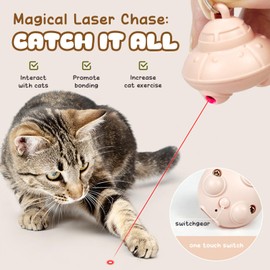 YoPoll Automatic Cat Laser Collar Toy, Hands-Free Laser Cat Toys for Indoor Cats Engagement, Adjustable Fit with Bell (Pink)