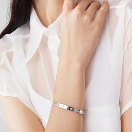 Love Friendship Bracelet with Cubic Zirconia Stones Bangle Cuff for Mother's Day Valentine's Day Wedding Couples and Birthdays (Silvery, One size)