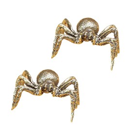 LFWATAXY 2PCS Brass Mini Spider Statue Small Brass Metal Statue Ornament Metal Animal Figurine Copper Desktop Decor for Desk, Dresser, TV Stand, Car Furniture Small Ornaments