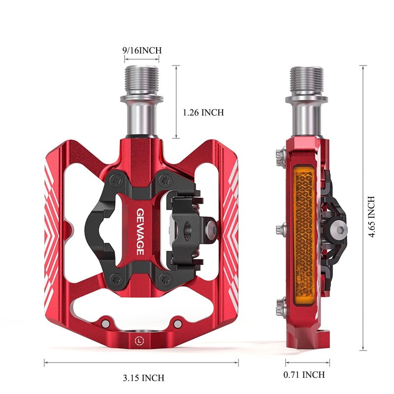 GEWAGE SPD Bicycle Pedals, 2-in-1 Double Function Flat and SPD
