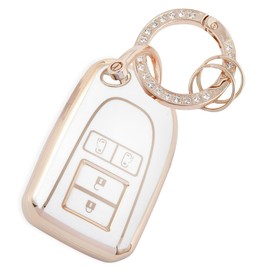 YANMW Key Case, Key Cover, Smart Key Case, Cute, Keychain, Fashionable, gold white