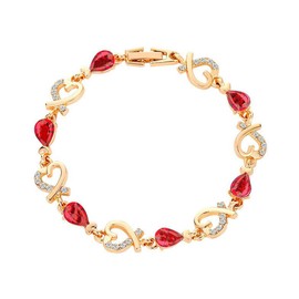 FDEETY Bracelets Women's Love Heart Zirconia Crystal Bracelet Elegant Refined Adjustable Jewellery Gifts for Girls Girlfriend Anniversary Birthday