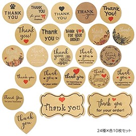 Shop Azalea Thank You Seal, Gift Sticker, Round Shape, 1.0 inches (2.5 cm), Set of 10 Each of 24 Types, Labels, Round, Simple, Wrapping, Gratitude, Commercial Use, Natural