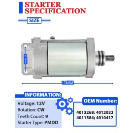 Motorsupermarkets Starter for Polaris Ranger 700 4x4 EFI 2007-2009 W/Bendix & Relay & Key Switch