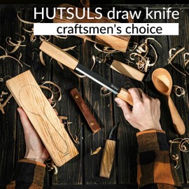 Hutsuls Draw Knife Woodworking Tool - Sharp & Ready 5.3 inch Debarking Knife with Leather Sheath, Easy to Use Straight Handles Draw Knife Debarking Tool, Great to Your Bushcraft Tools Collection