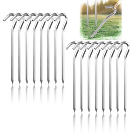 Jidyllic 16 Pcs Tent Pegs,18cm Heavy Duty Tent Pegs Aluminum Alloy Rust Free Metal Gound Pegs Metal Gound Pegs for Camping Tents Trampoline Canopies Tent Peg