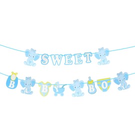 Baby Shower Decorations Sweet Baby Boy Bunting Banner Blue Elephant Gender Reveal Boys Banner Photo Backdrop for Gender Reveal Baby Shower Birthday Party Supplies Y7LXLQ