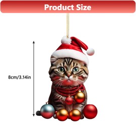 Ellxen Cat Christmas Tree Pendant, 2D Acrylic Cat Christmas Tree Decoration, Christmas Decoration Gift, Fun Christmas Pendant Decoration, Christmas Decoration for Porch, Hallway, Office, Dorm, Holiday