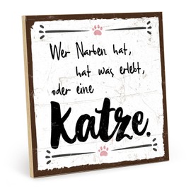 TypeStoff Wooden Sign with Saying - Cat - Vintage Look with Quote as Gift and Decoration on Scratching and Claws - HS-00765